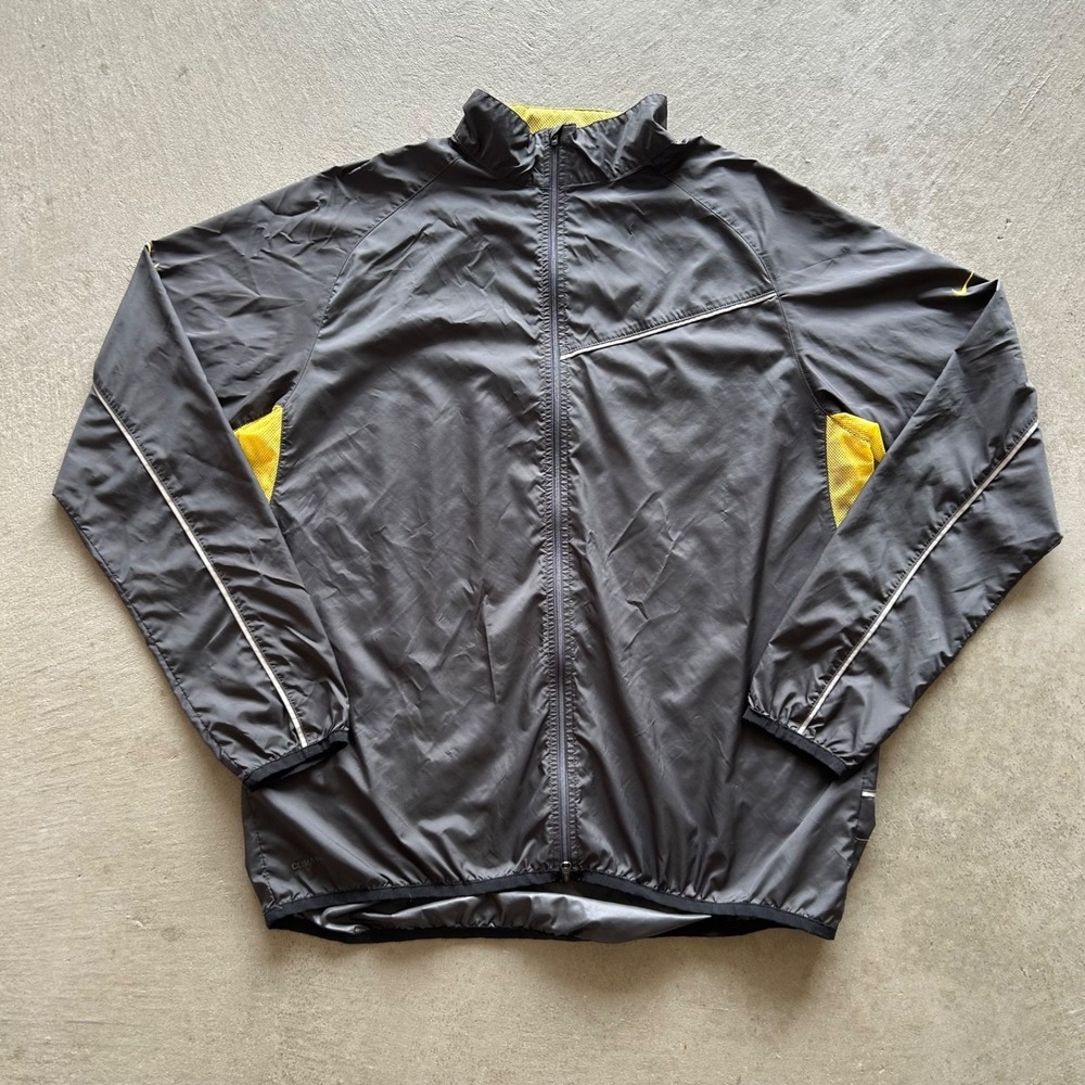 Nike Clima Fit Running Jacket Mens XXL Gray Yellow Full Zip Windbreaker Reflect
